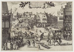 The execution of Guy Fawkes' (Guy Fawkes), by Claes (Nicolaes) Jansz Visscher, given to the National Portrait Gallery, London in 1916.